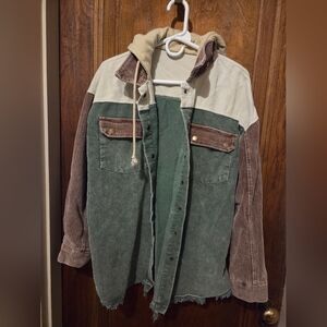 Colorblock Courdory Hooded Jacket- Size XL